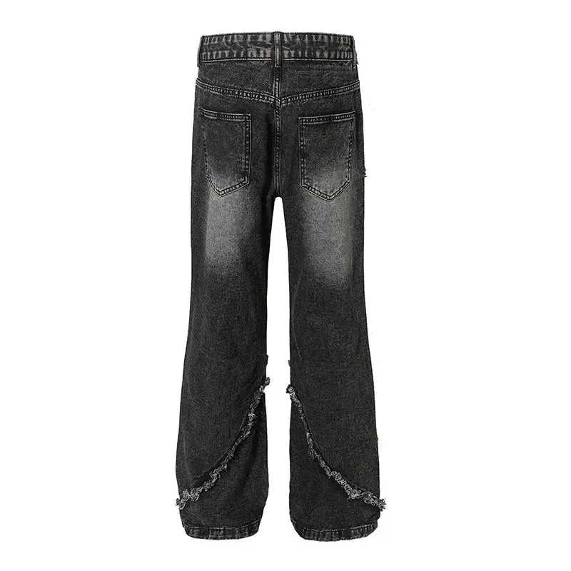 Black Washed Baggy Distressed Jeans
