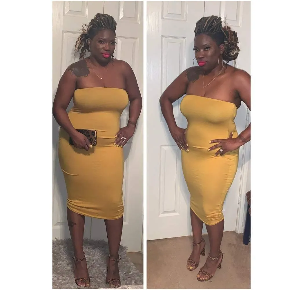 Bodycon mustard dress