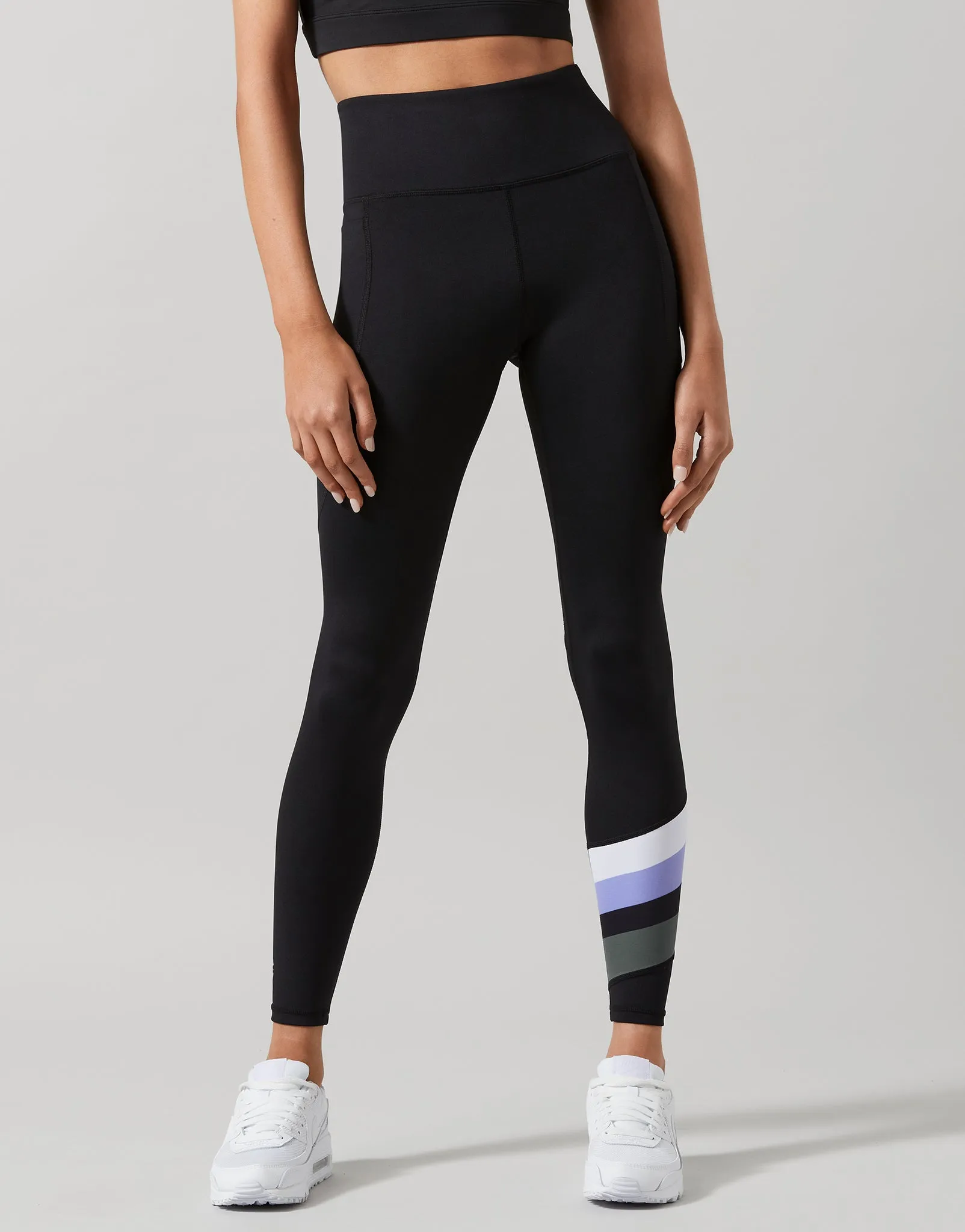 BROOKLYN Leggings  - Black with Lilac & White