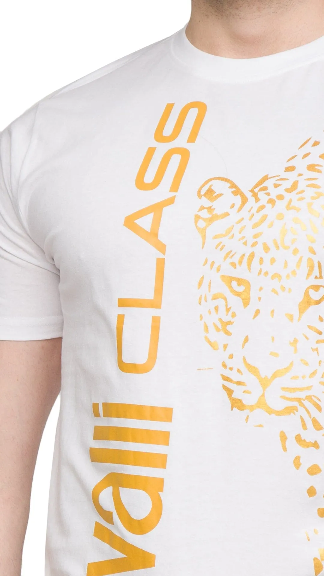 Cavalli Class White Signature Leopard Print Fashion T-Shirt-