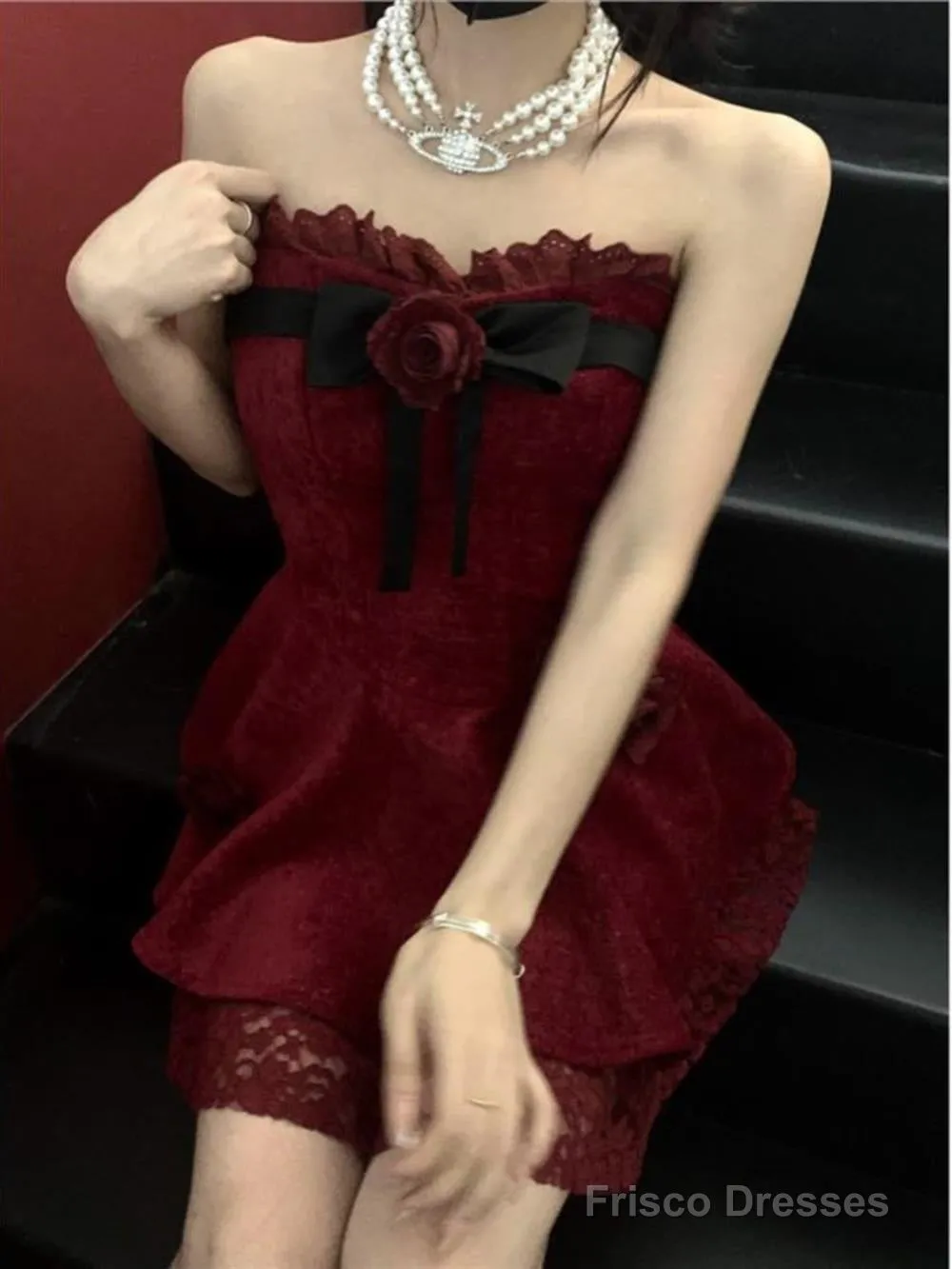 Chic A Line Sweetheart Red Lace Homecoming Dresses Birthday Dress Birthday Outfits