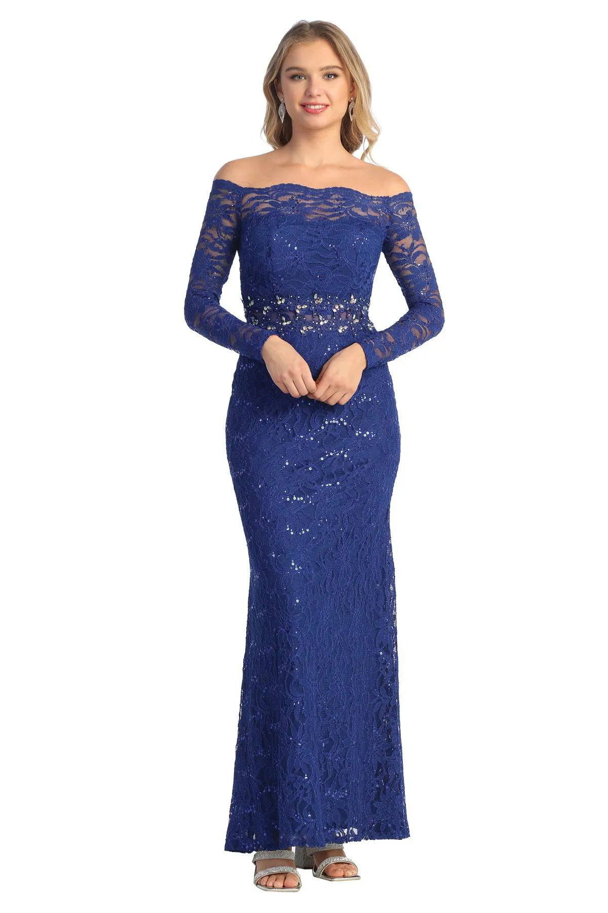 Cindy Collection 1563 Long Sleeve Lace Dress