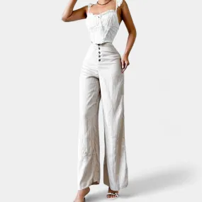 Cupcakes and Cashmere High Waisted Beige Cropped Culotte Pants Size XS/S