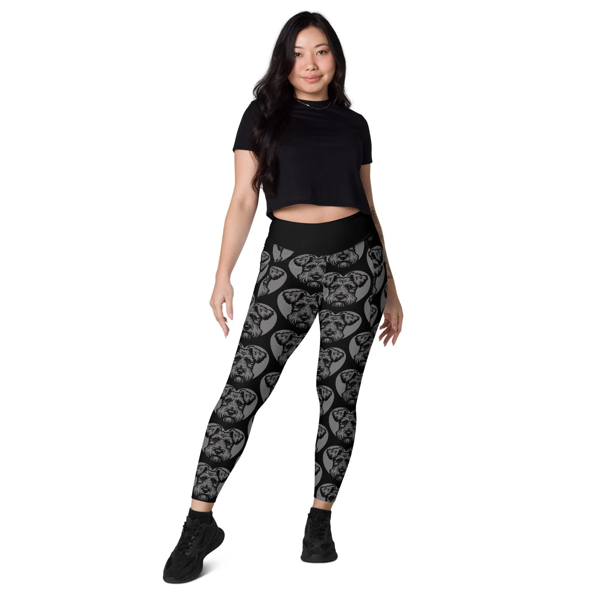 DOG BREED LEGGINGS with pockets - KERRY BLUE TERRIER - HERTTAHOUND - grey