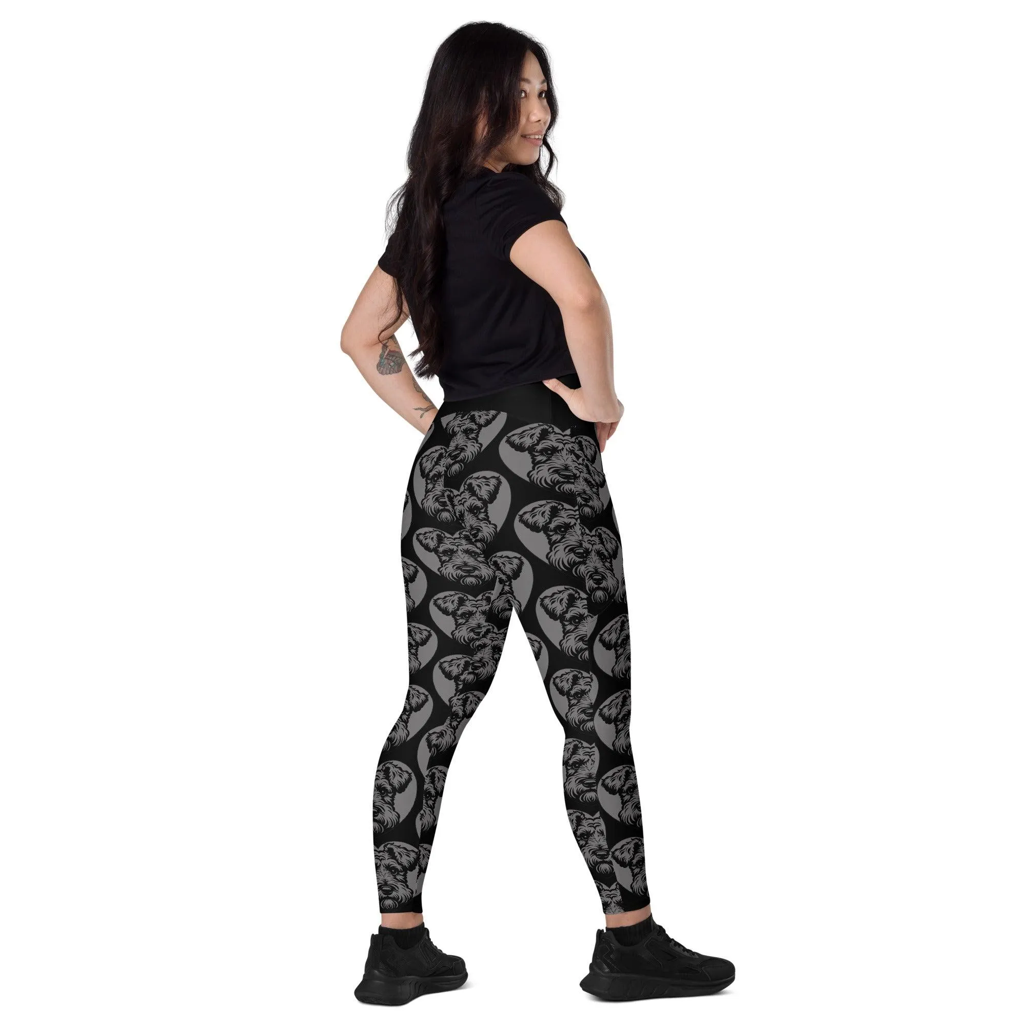 DOG BREED LEGGINGS with pockets - KERRY BLUE TERRIER - HERTTAHOUND - grey