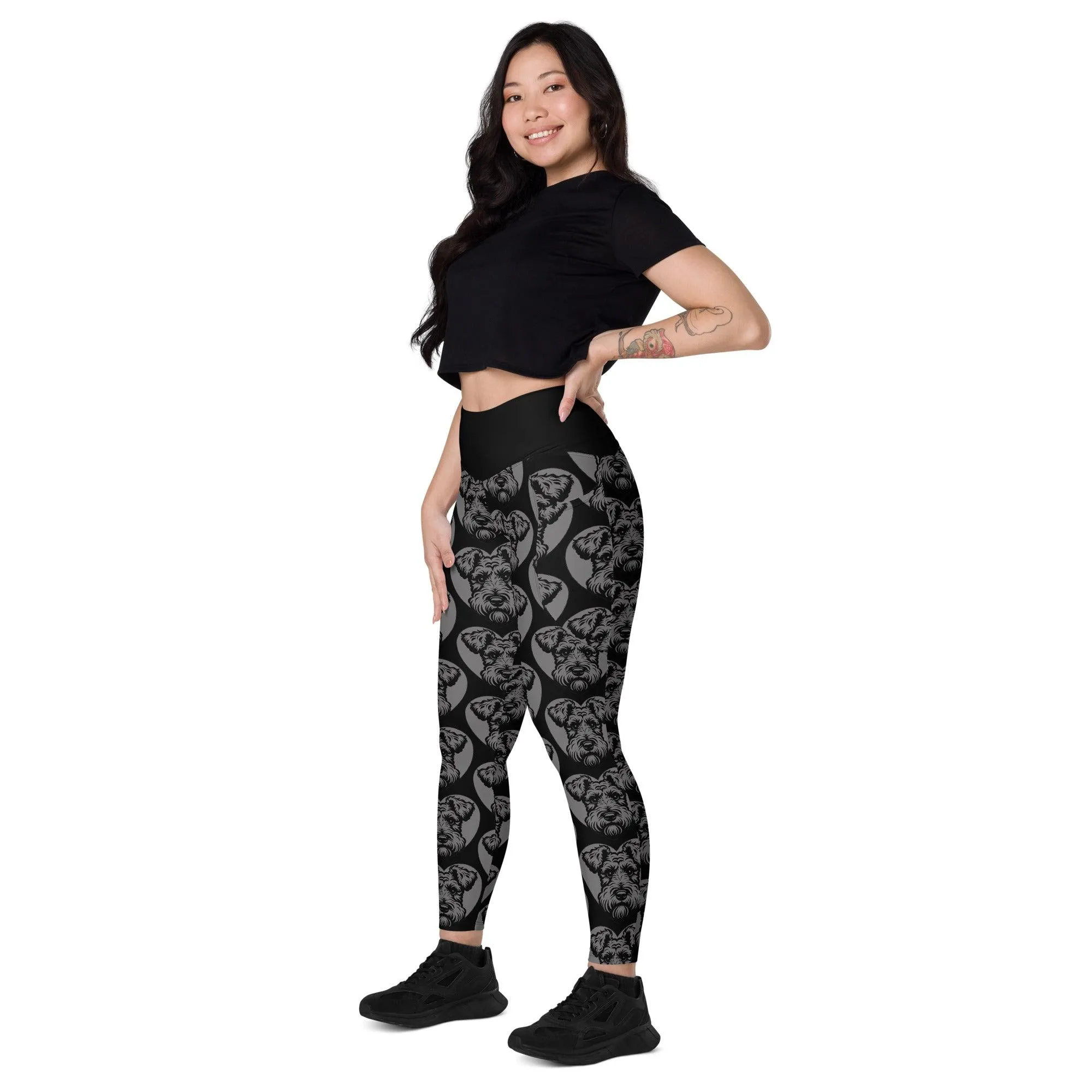 DOG BREED LEGGINGS with pockets - KERRY BLUE TERRIER - HERTTAHOUND - grey