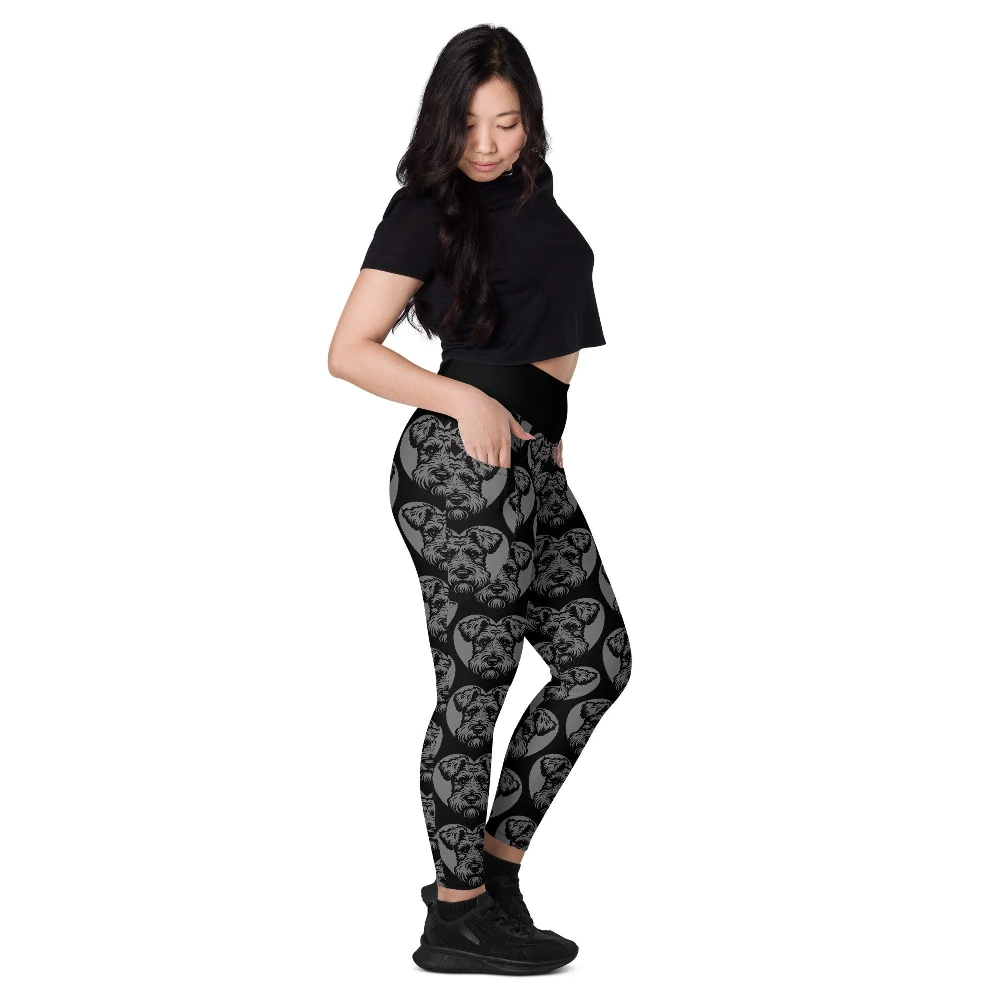 DOG BREED LEGGINGS with pockets - KERRY BLUE TERRIER - HERTTAHOUND - grey