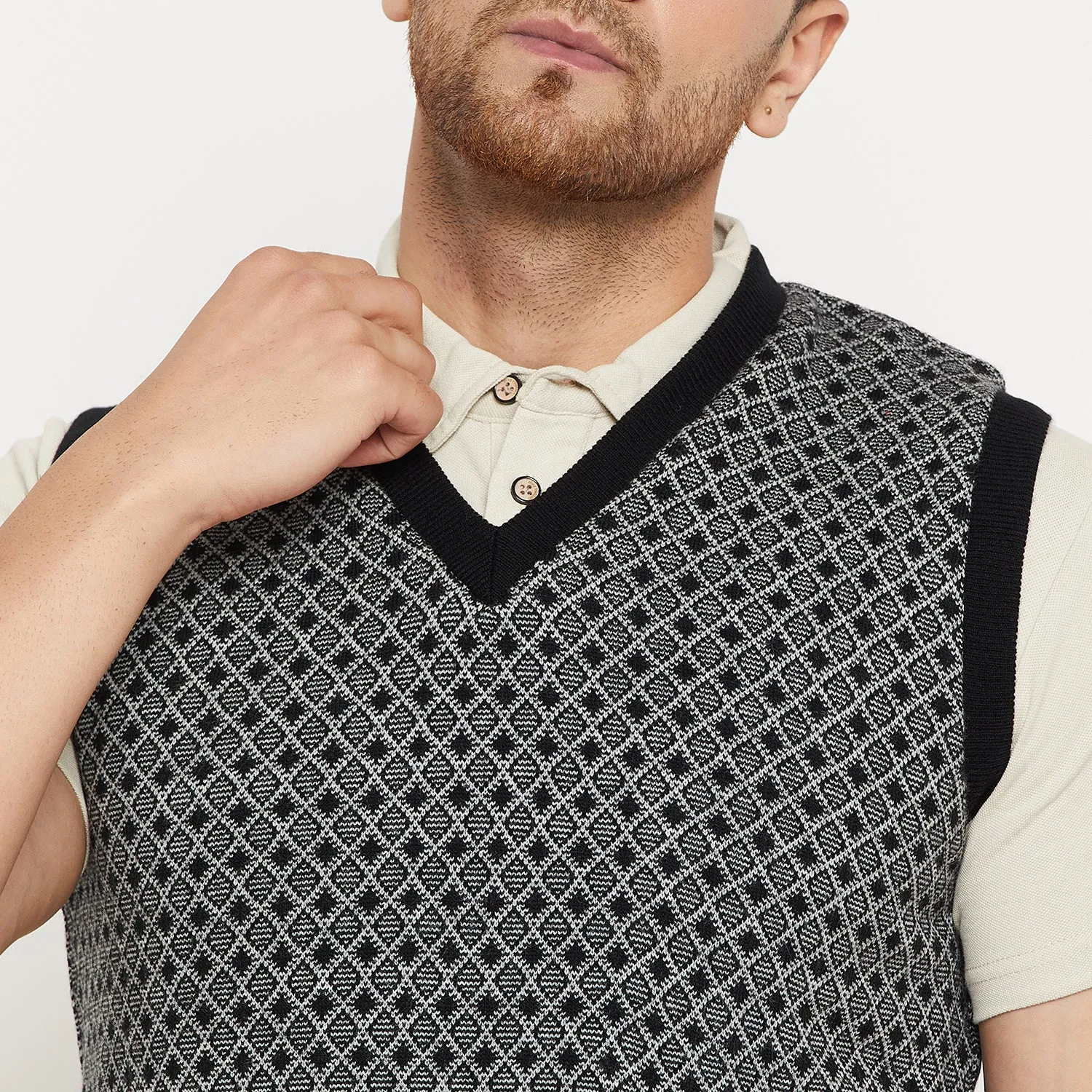 Duke Stardust Men Sleeveless V Neck Reversible Sweater (SDS2175)