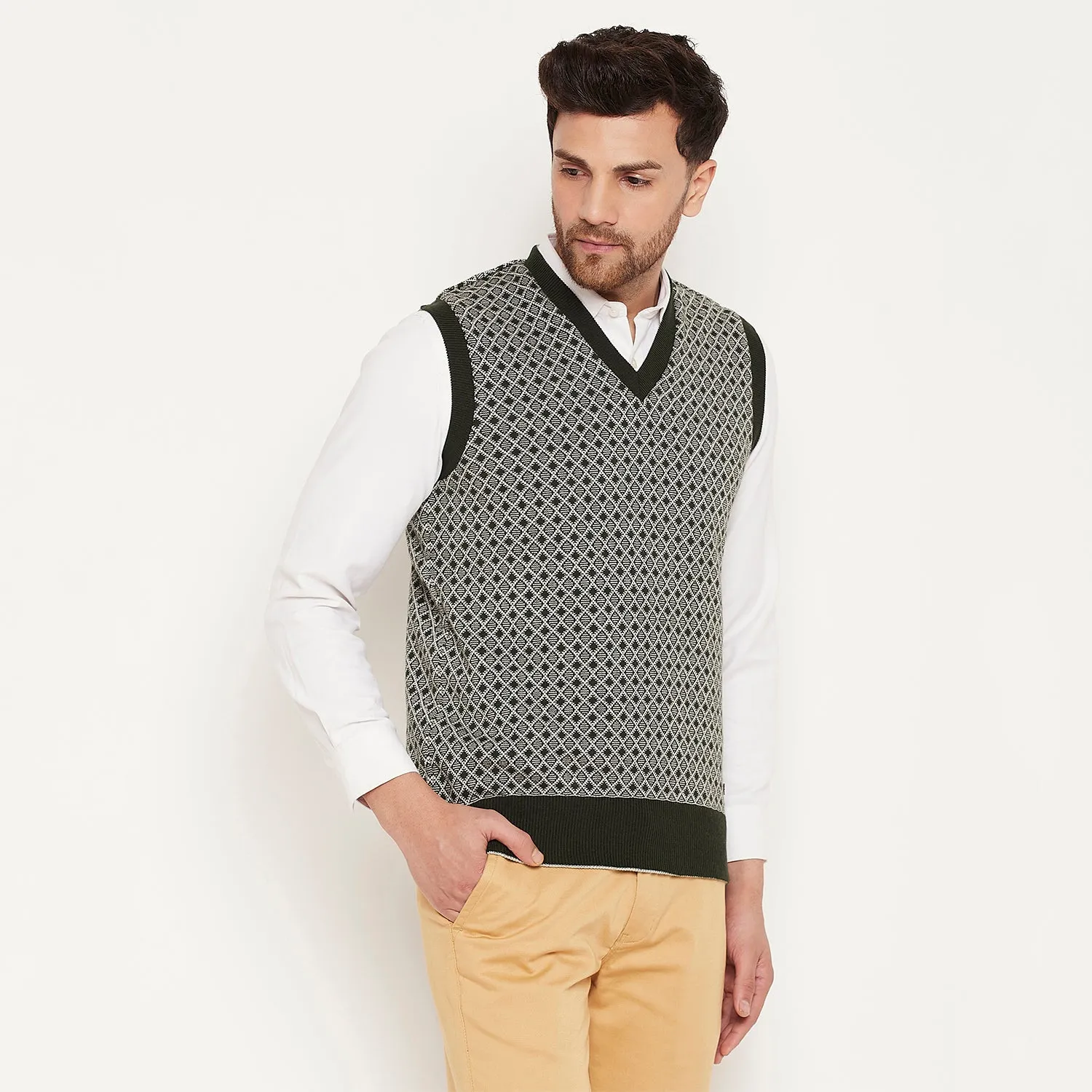 Duke Stardust Men Sleeveless V Neck Reversible Sweater (SDS2175)