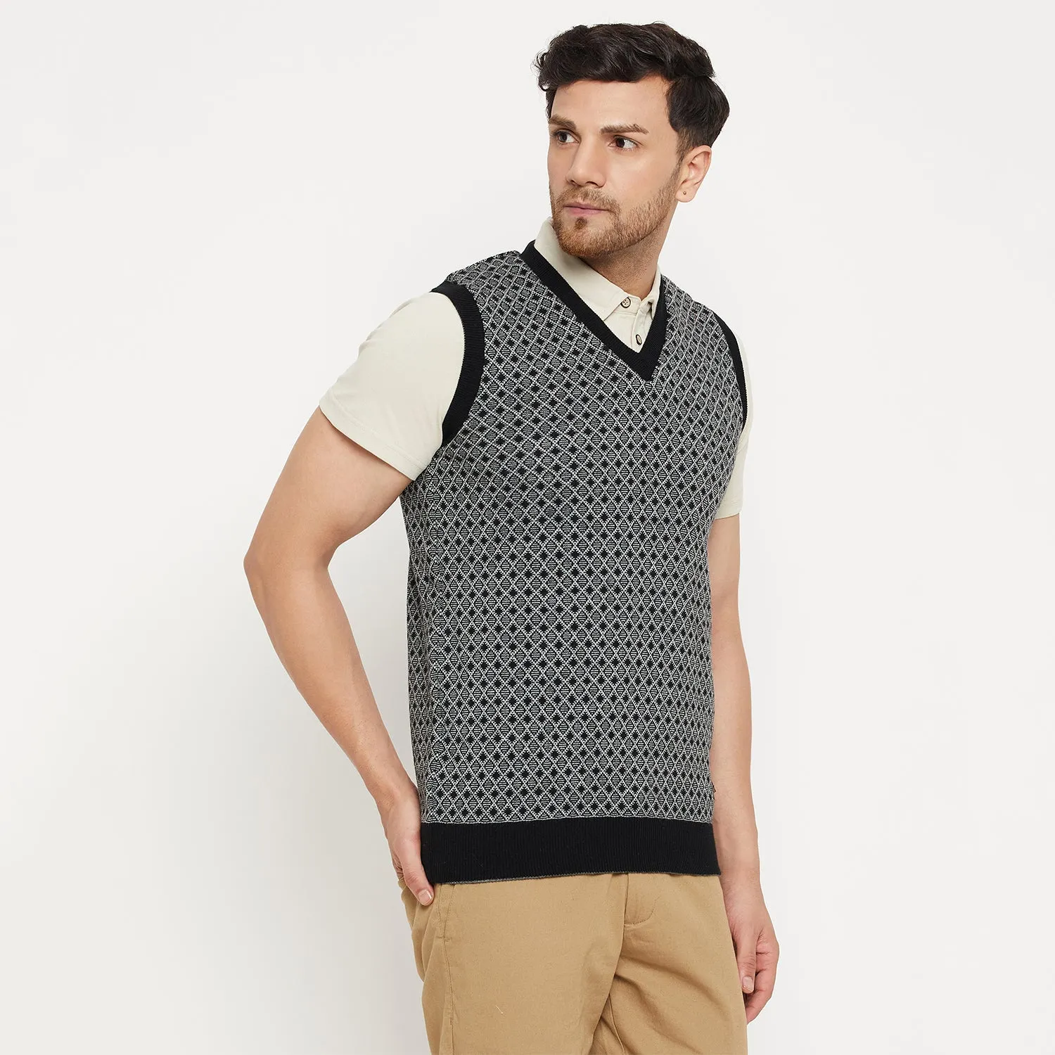 Duke Stardust Men Sleeveless V Neck Reversible Sweater (SDS2175)