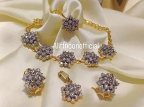 Hand Made Stitched Stone Diamond Cut Set with Bracelet