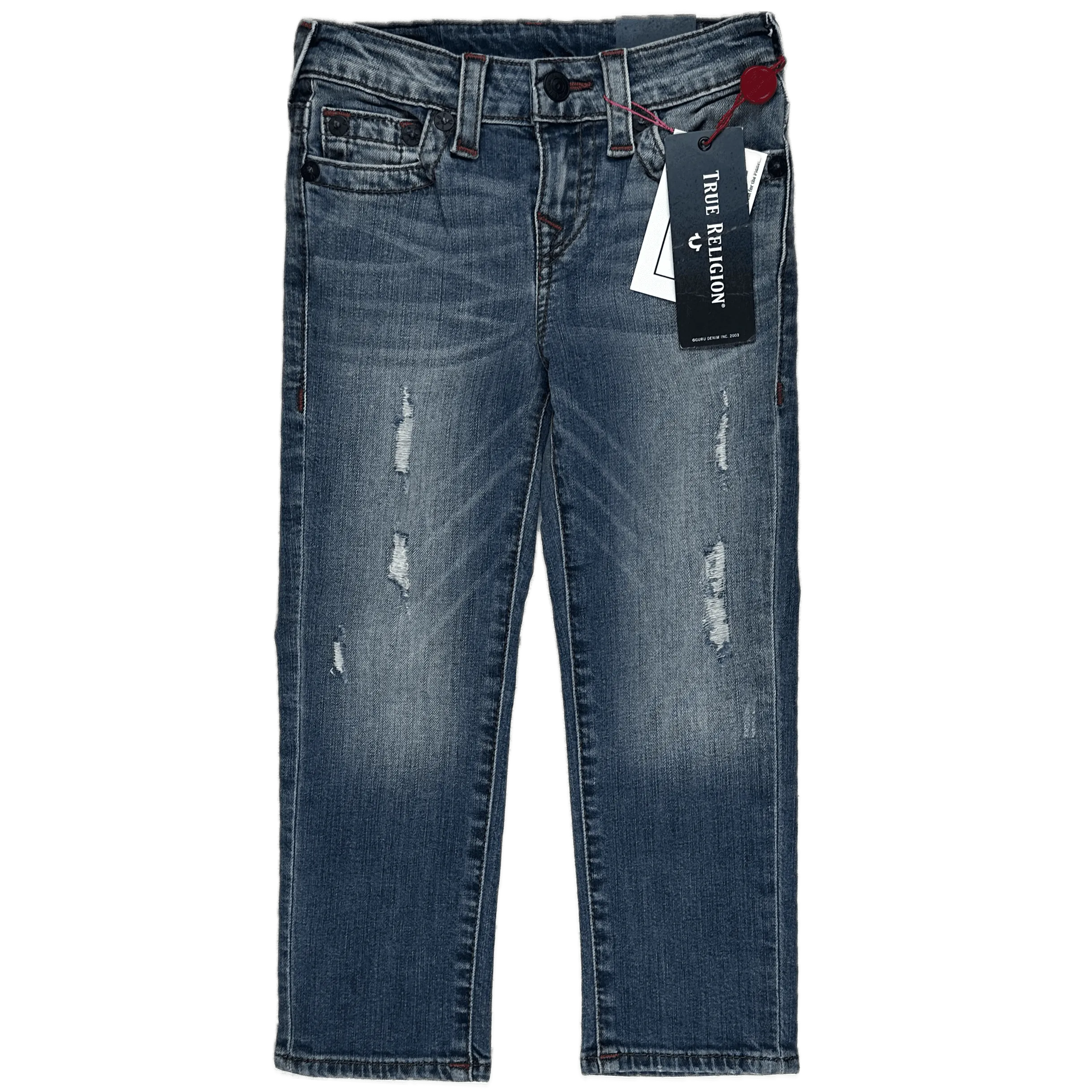 NWT - True Religion 'Geno Slim' Logo Jeans- Size 4Y