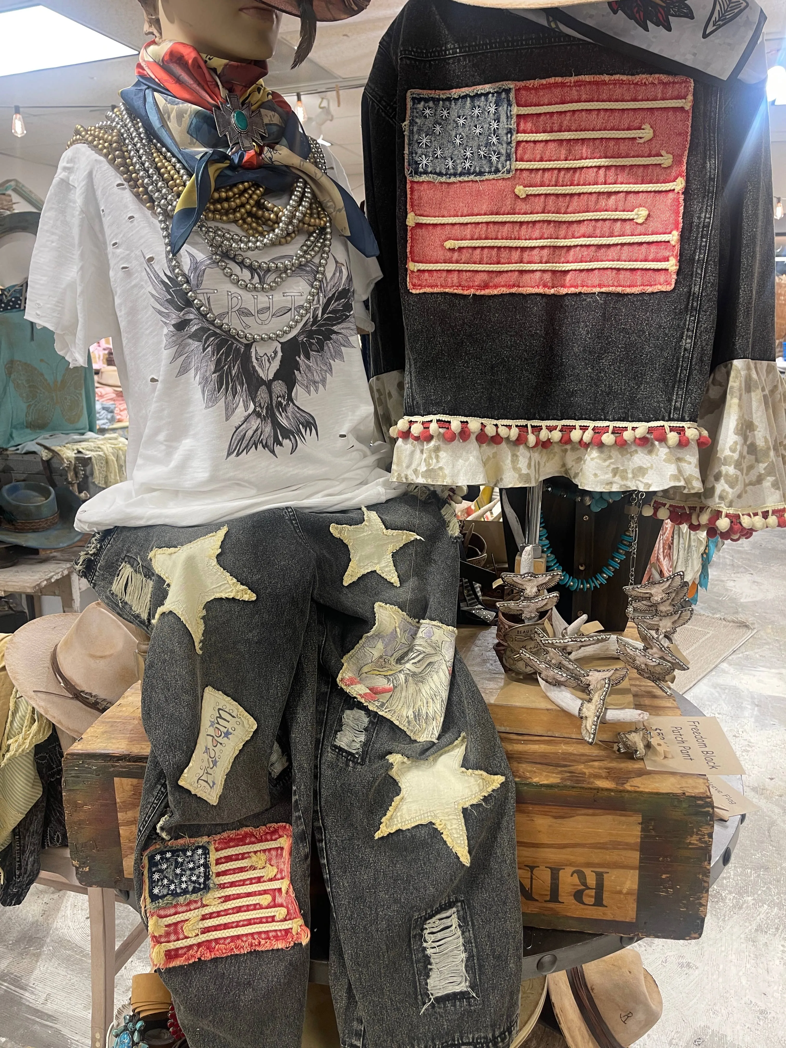 U.S.A. Distressed Black Jeans